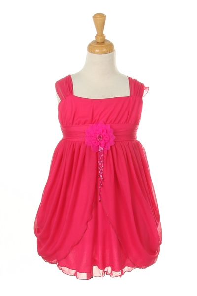 fuschia girls dresses with flower